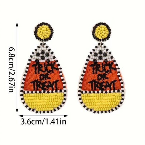 Handcrafted Beaded Halloween Candy Corn Earrings - Picture 3 of 3